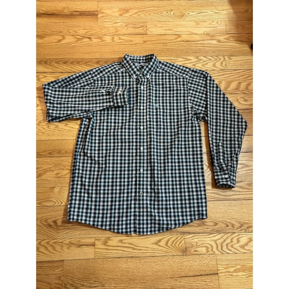 Ariat Pro Series Button Down Shirt Long Sleeve Plaid Cowboy Western Wear Mens M - Picture 2 of 11